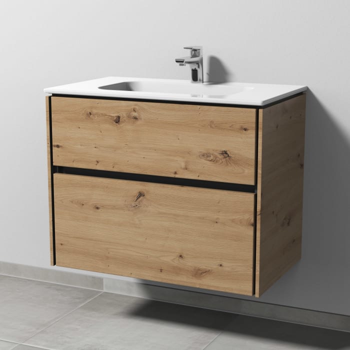 Sanipa Twiga Keramikwaschtisch Design 80 cm mit Unterschrank, 2 Auszüge