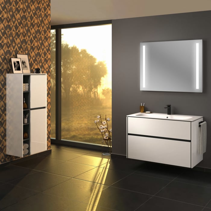 Sanipa Twiga Keramikwaschtisch Finion 100 cm mit Unterschrank, 2 Auszüge