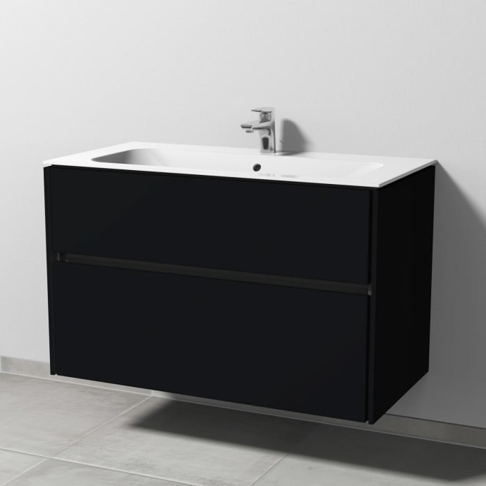 Sanipa Twiga Keramikwaschtisch Finion 100 cm mit Unterschrank, 2 Auszüge