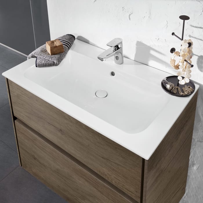 Sanipa Twiga Keramikwaschtisch Finion 80 cm mit Unterschrank, 2 Auszüge
