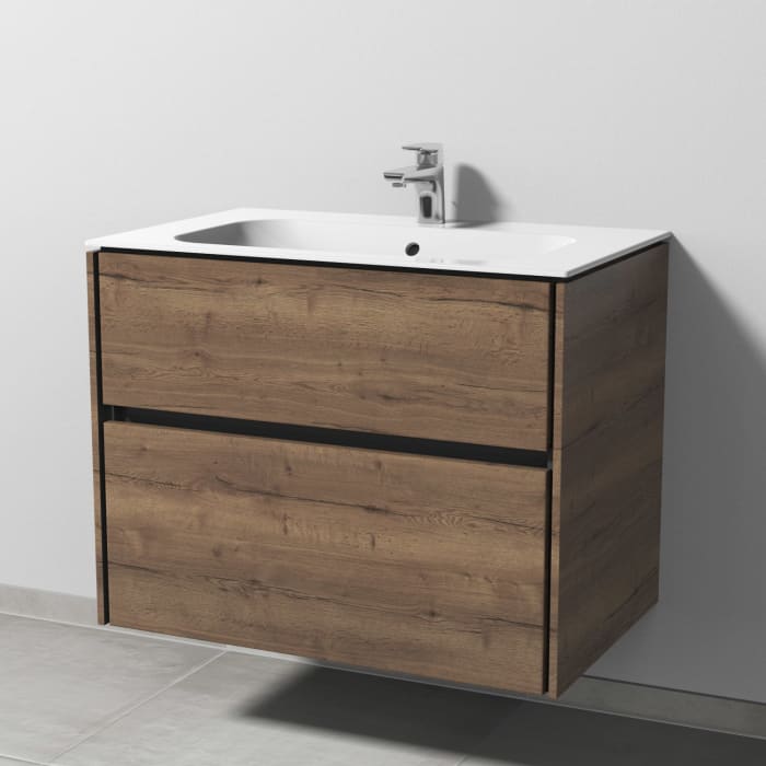 Sanipa Twiga Keramikwaschtisch Finion 80 cm mit Unterschrank, 2 Auszüge