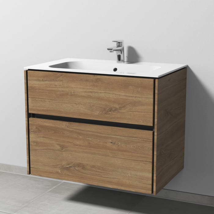 Sanipa Twiga Keramikwaschtisch Finion 80 cm mit Unterschrank, 2 Auszüge