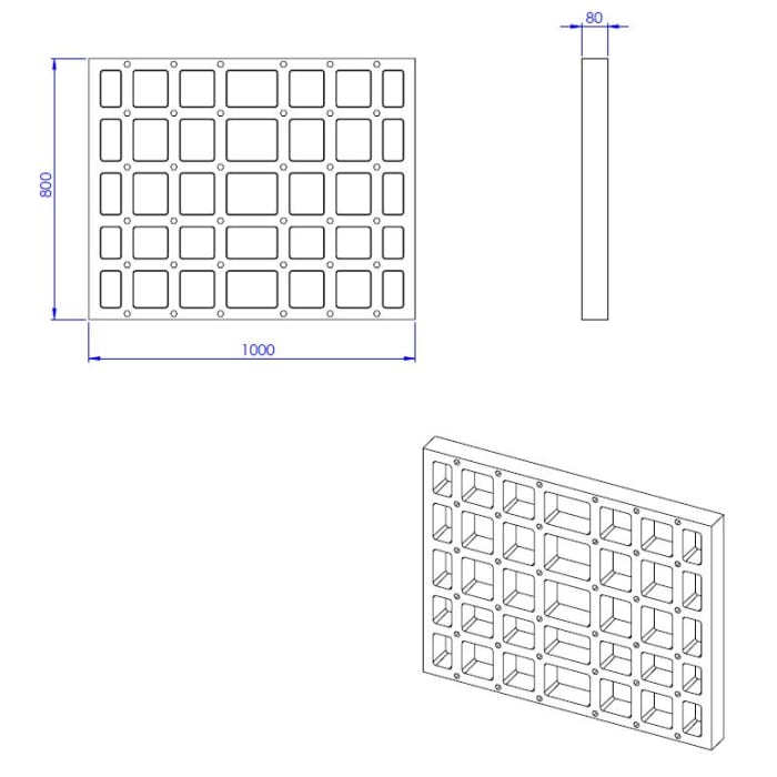 Schedel Plan Unterbauelement mit Waben 100 x 80 x 8 cm