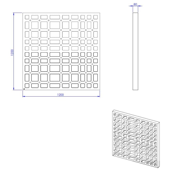 Schedel Plan Unterbauelement mit Waben 120 x 120 x 8 cm