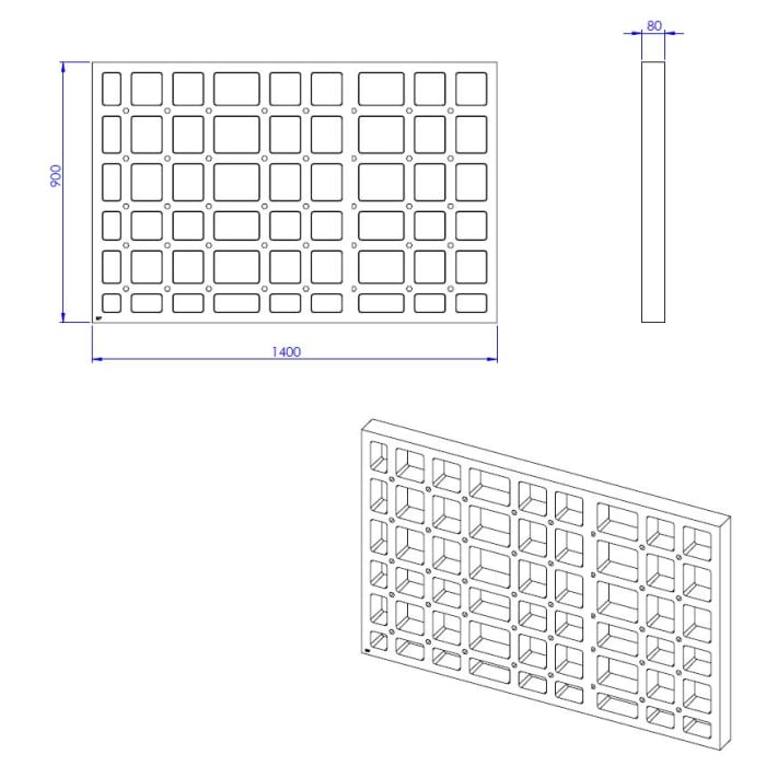Schedel Plan Unterbauelement mit Waben 140 x 90 x 8 cm