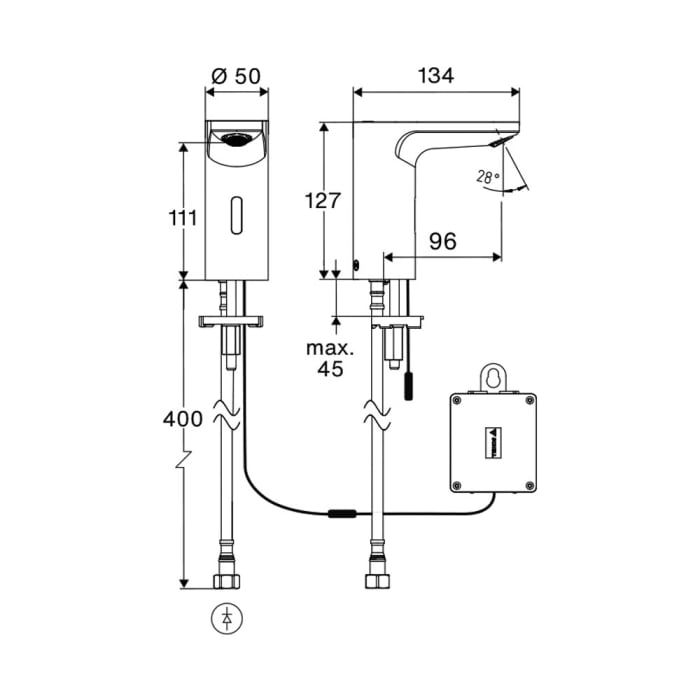 Schell CELIS E² Elektronische Waschtisch-Armatur mit Batteriebetrieb, Hochdruck-Kaltwasser