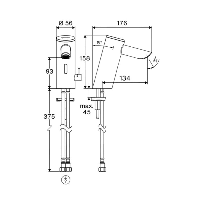 Schell PURIS E² Elektronische Waschtisch-Armatur mit Batteriebetrieb, Hochdruck-Mischwasser
