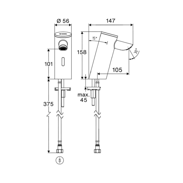 Schell PURIS E² Elektronische Waschtisch-Armatur mit Batteriebetrieb, Hochdruck-Kaltwasser