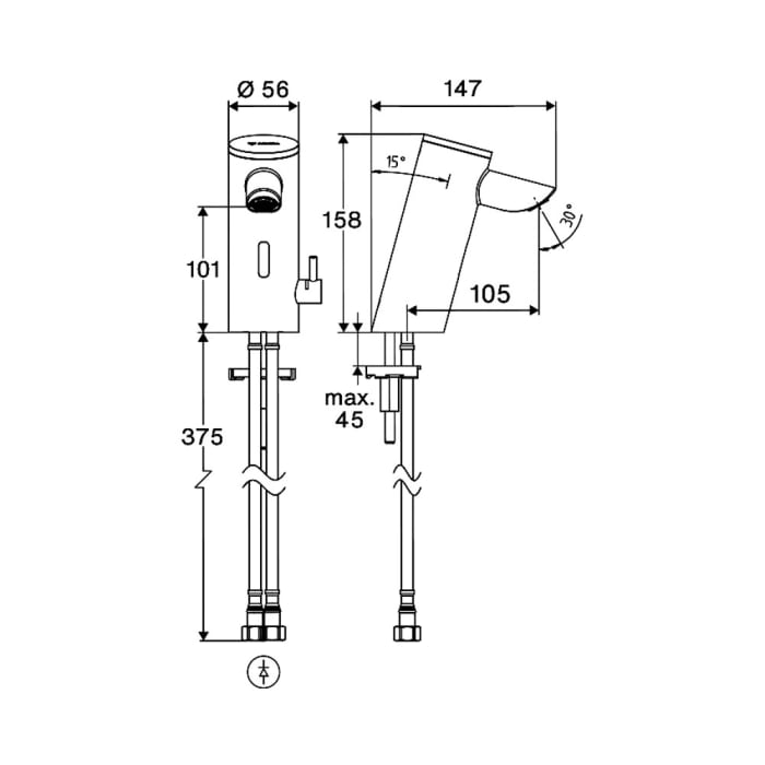 Schell PURIS E² Elektronische Waschtisch-Armatur mit Batteriebetrieb, Hochdruck-Mischwasser