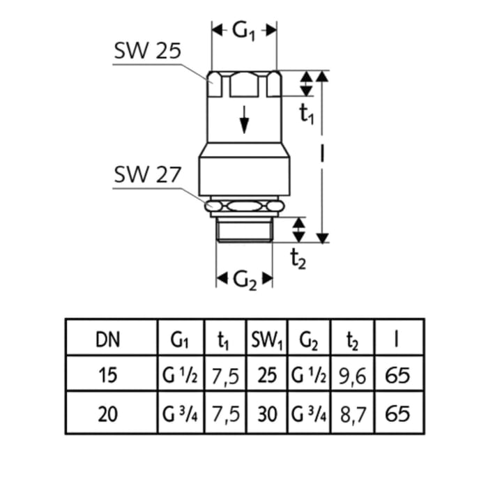 Schell Rohrbelüfter für Schlauchanschluss nach unten