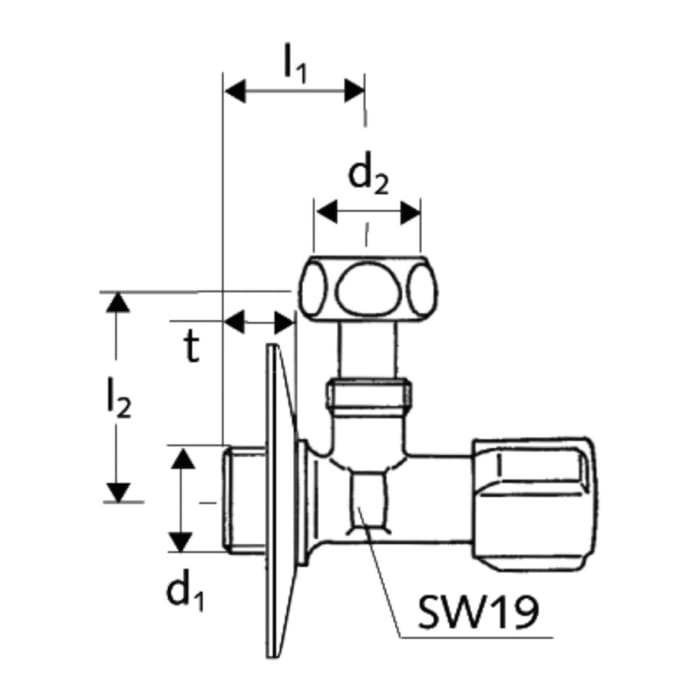 Schell COMFORT Eckventil mit Regulierungsfunktion