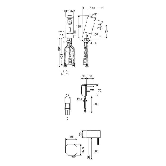 Schell PURIS Elektronische Waschtisch-Armatur E ND-M