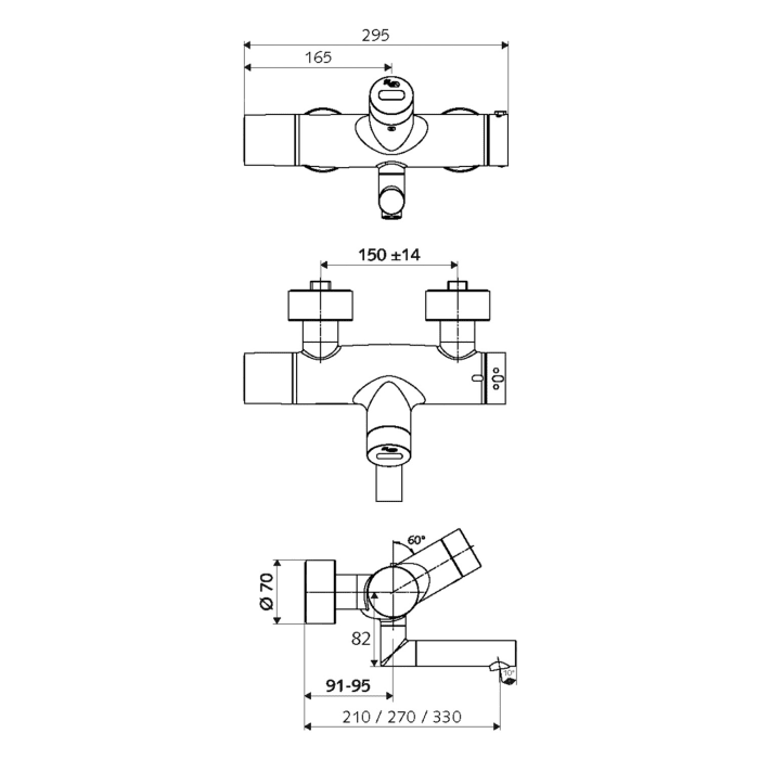Schell VITUS VW-E-T Aufputz-Thermostat-Waschtisch-Armatur