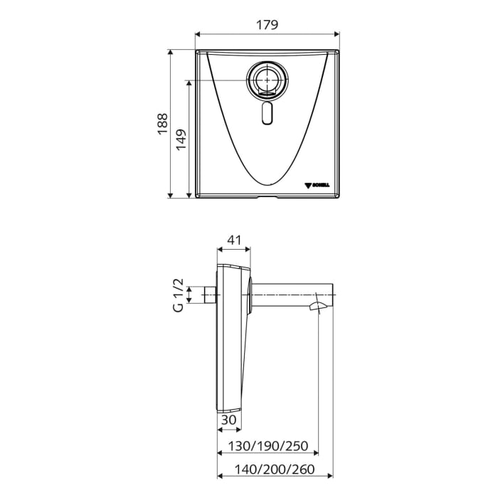 Schell WALIS Elektronische Wandauslauf-Armatur E