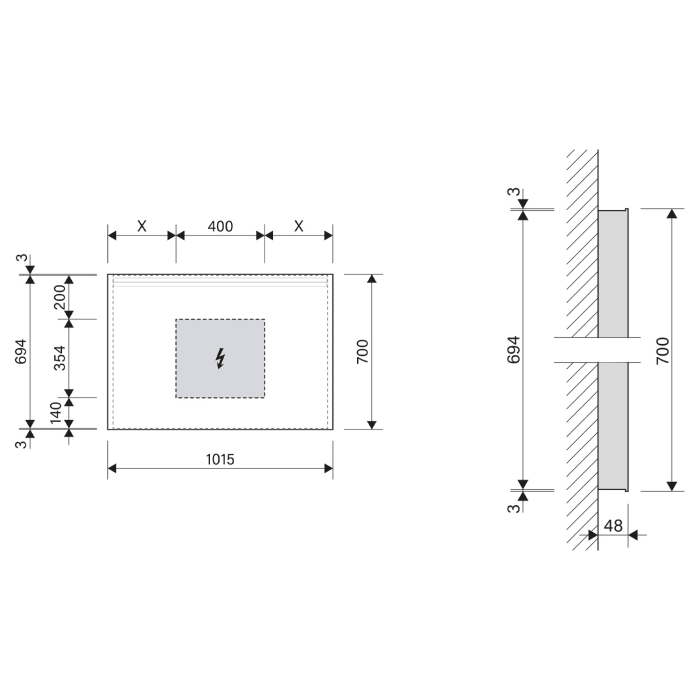 Schneider ARANGA LED Lichtspiegel ARA/SP 100/LED/SH 101,5 x 70 cm LED 3000 K mit Spiegelheizung