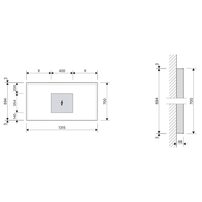 Schneider ARANGA LED Lichtspiegel ARA/SP 130/LED/SH 131,5 x 70 cm LED 3000 K mit Spiegelheizung