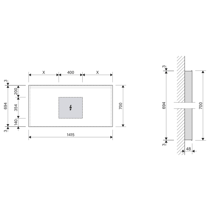 Schneider ARANGA LED Lichtspiegel ARA/SP 140/LED/SH 141,5 x 70 cm LED 3000 K mit Spiegelheizung