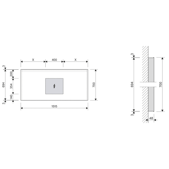 Schneider ARANGA LED Lichtspiegel ARA/SP 150/LED/SH 151,5 x 70 cm LED 4000 K mit Spiegelheizung