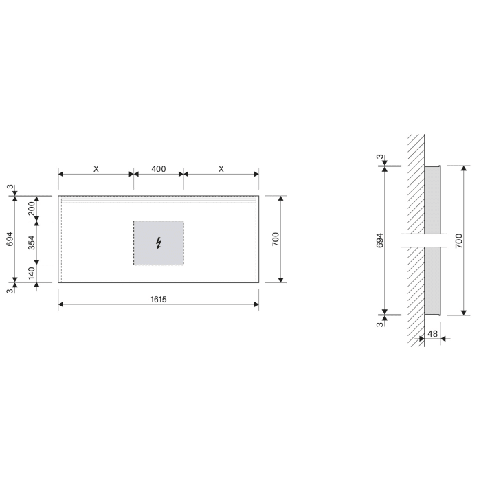 Schneider ARANGA LED Lichtspiegel ARA/SP 160/LED 161,5 x 70 cm LED 4000 K