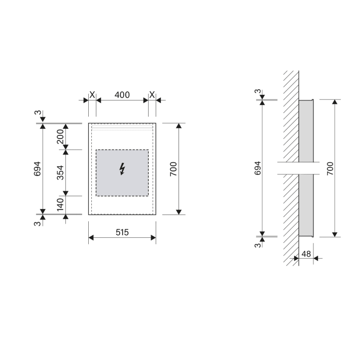 Schneider ARANGA LED Lichtspiegel ARA/SP 50/LED 51,5 x 70 cm LED 4000 K