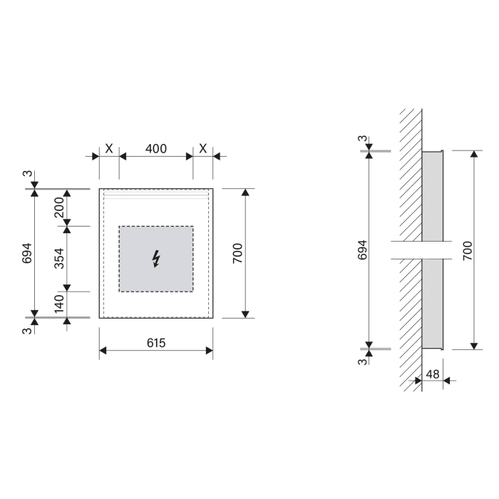 Schneider ARANGA LED Lichtspiegel ARA/SP 60/LED 61,5 x 70 cm LED 4000 K