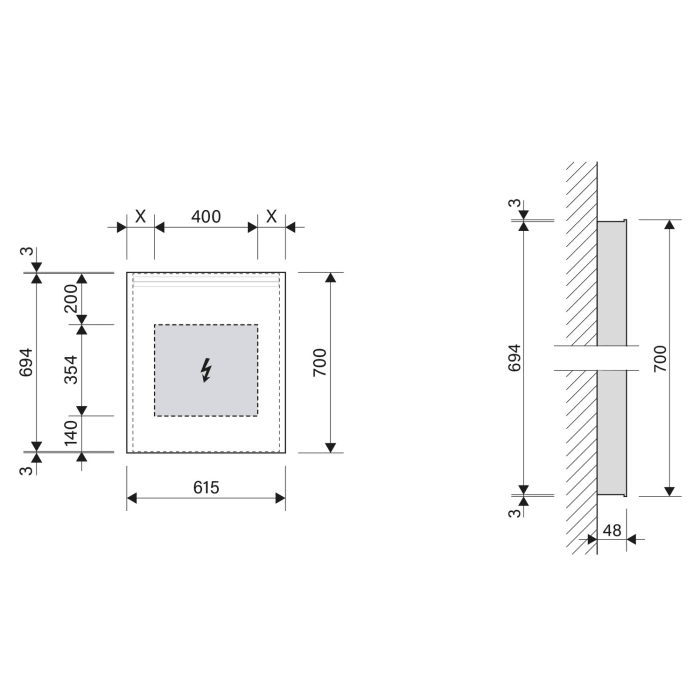 Schneider ARANGA LED Lichtspiegel ARA/SP 60/LED/SH 61,5 x 70 cm LED 4000 K mit Spiegelheizung