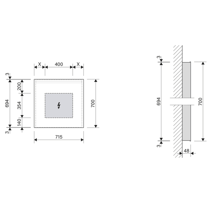 Schneider ARANGA LED Lichtspiegel ARA/SP 70/LED 71,5 x 70 cm LED 4000 K