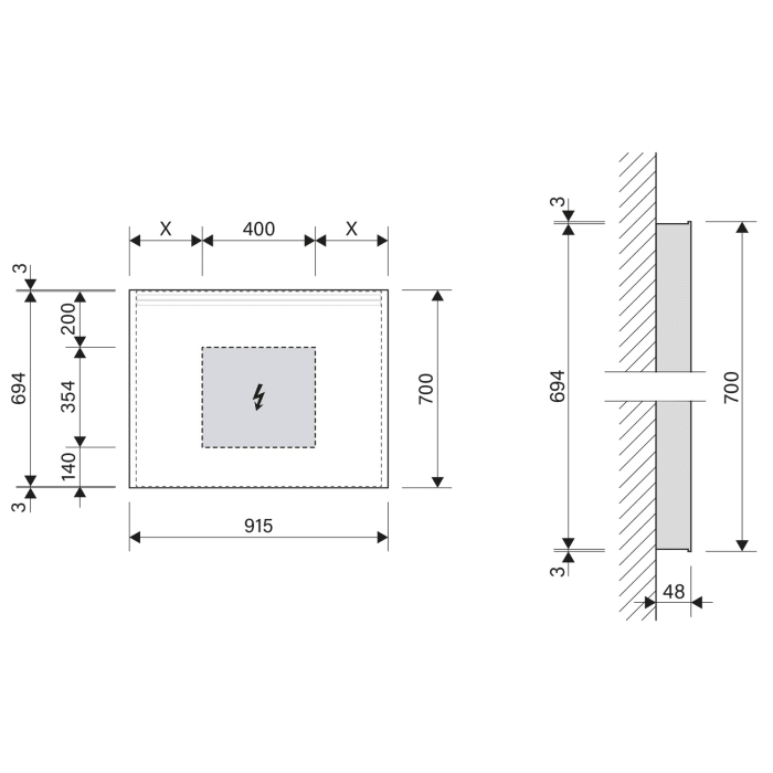 Schneider ARANGA LED Lichtspiegel ARA/SP 90/LED/SH 91,5 x 70 cm LED 4000 K mit Spiegelheizung