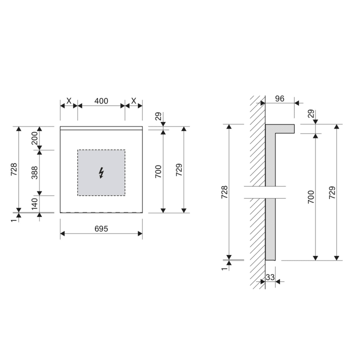 Schneider BORDO TW Lichtspiegel ALU1/SP 70/TW 69,5 x 72,9 cm mit LED-Beleuchtung dimmbar