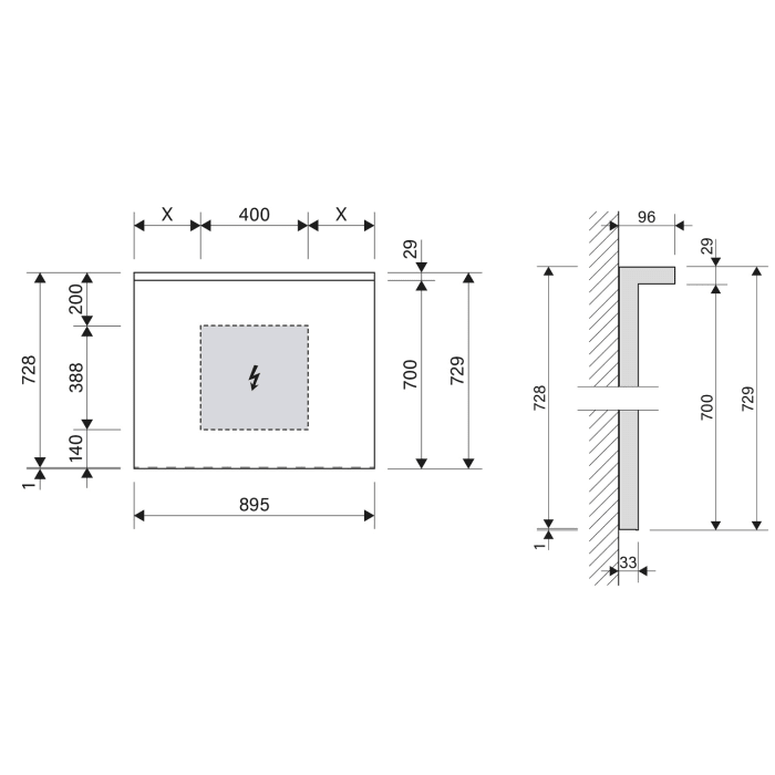 Schneider BORDO TW Lichtspiegel ALU1/SP 90/TW/SH 89,5 x 72,9 cm mit LED-Beleuchtung dimmbar und Spiegelheizung