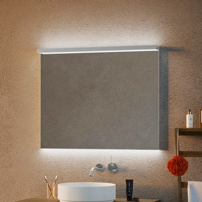 Schneider BORDO TW Lichtspiegel ALU1/SP 90/TW/SH 89,5 x 72,9 cm mit LED-Beleuchtung dimmbar und Spiegelheizung