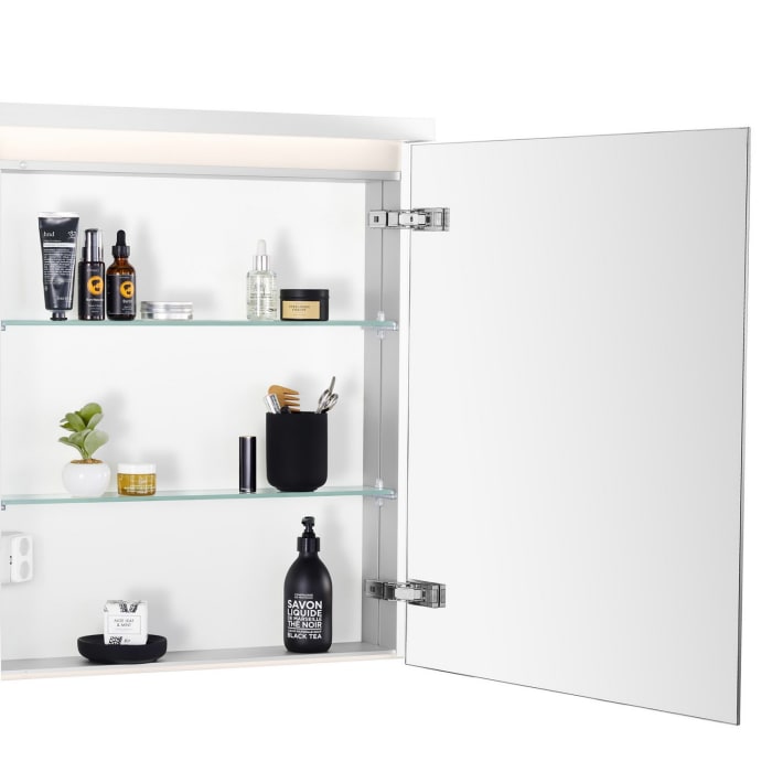 Schneider BORDO TW Spiegelschrank ALU1 60/1/TW/L 59,5 x 73,1 cm, Steckdose links, CH