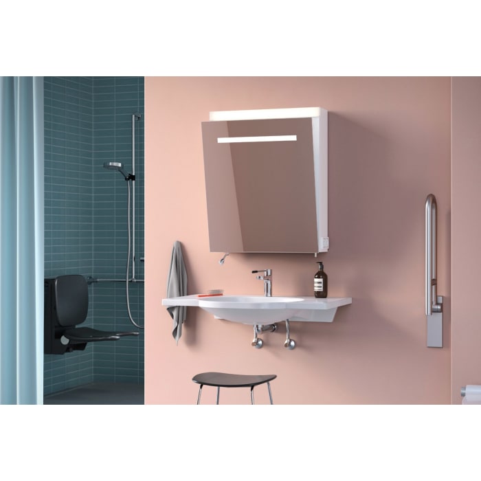 Schneider CARE LED Spiegelschrank CLC1 60/1/K/LED/L 59,5 x 72,7 cm, mit Kippspiegeltür und 1 Lichtband oben, 4000 K, DE