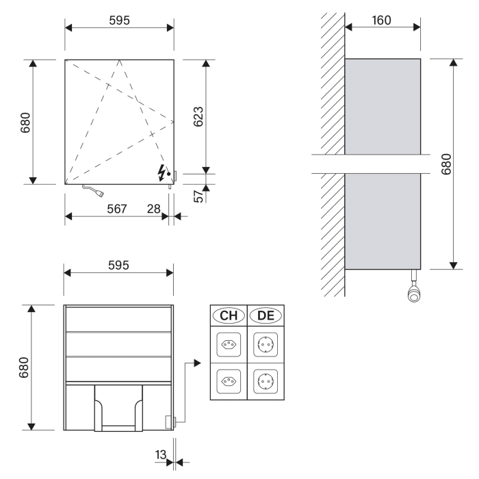 Schneider CARE Spiegelschrank CLC1 60/1/K/S/O/L 59,5 x 68 cm, mit Kippspiegeltür und Papierspender, CH