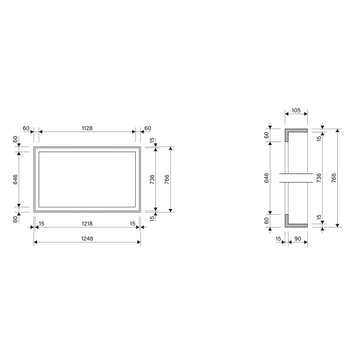 Schneider Einbaurahmen Universal E731.X13 120, 124,8 x 76,6 cm