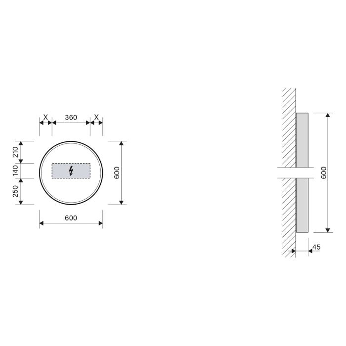 Schneider FLOAT D2W Lichtspiegel FLO1/SP 60/D2W Ø 60 cm