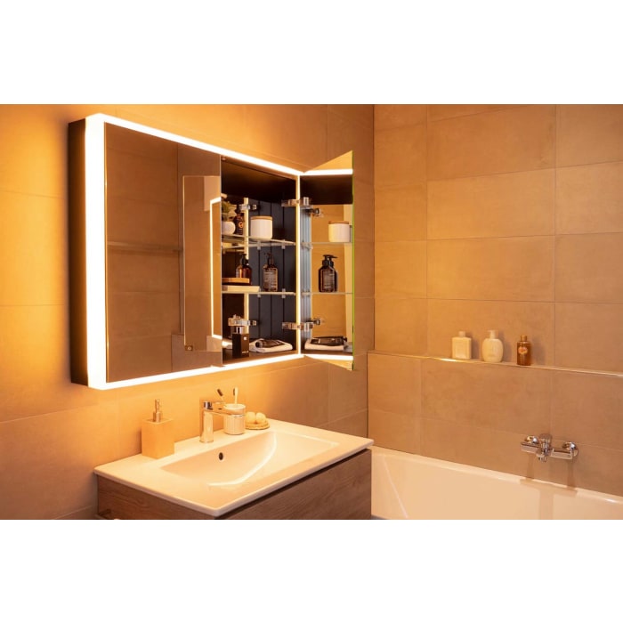 Schneider GLOW classic HCL Spiegelschrank PLU1 70/2/HCL 72,5 x 73,1 cm mit 2 Steckdosen, CH