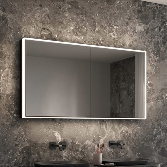 Schneider GLOW classic HCL Spiegelschrank PLU1 130/2/HCL 132,5 x 73,1 cm mit 2 Steckdosen, DE