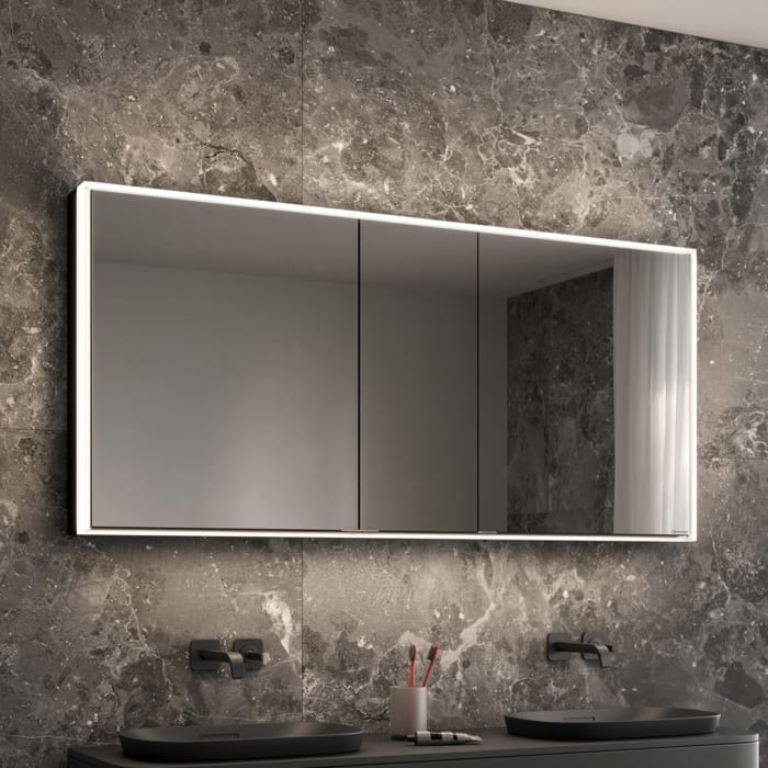 Schneider GLOW classic HCL Spiegelschrank PLU1 150/3/HCL 152,5 x 73,1 cm mit 2 Steckdosen, DE