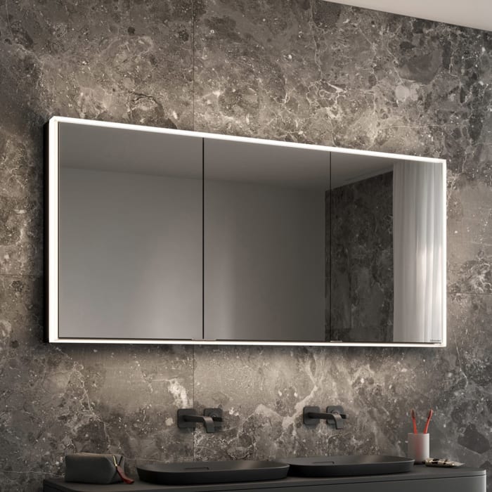 Schneider GLOW classic HCL Spiegelschrank PLU1 150/3/GT/HCL 152,5 x 73,1 cm mit 2 Steckdosen, DE