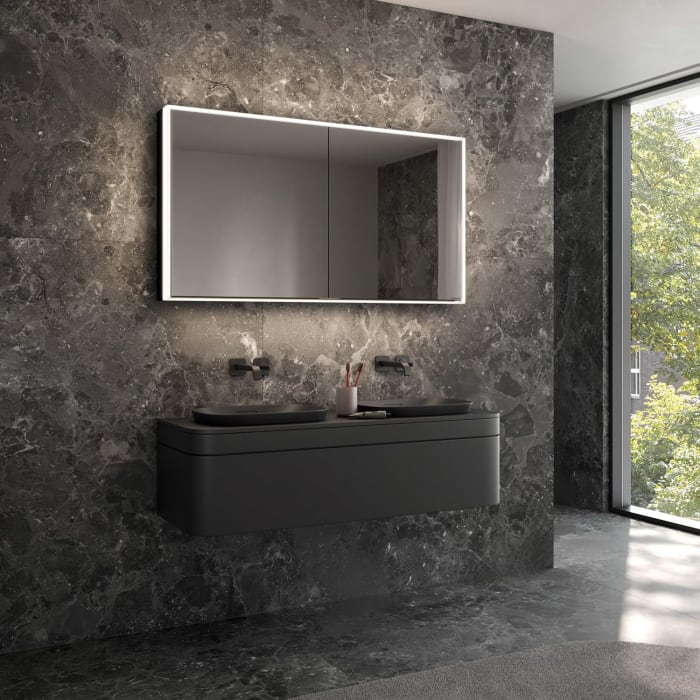 Schneider GLOW classic HCL Spiegelschrank PLU1 130/2/HCL 132,5 x 73,1 cm mit 2 Steckdosen, DE