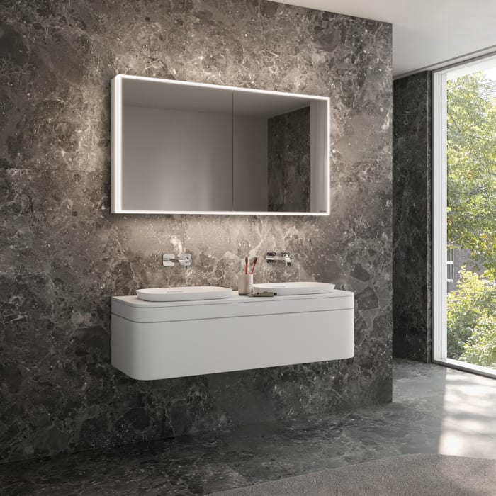 Schneider GLOW classic HCL Spiegelschrank PLU1 130/2/HCL 132,5 x 73,1 cm mit 2 Steckdosen, DE