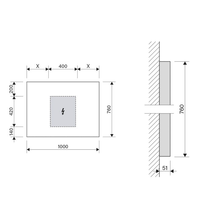 Schneider GLOW HCL Lichtspiegel A/SP 100/HCL/Sound 100 x 76 cm mit Soundsystem, LED Beleuchtung und Tageszeitsteuerung