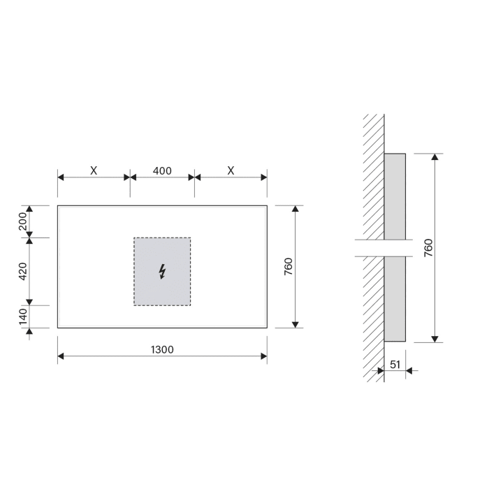 Schneider GLOW HCL Lichtspiegel A/SP 130/HCL/Sound 130 x 76 cm mit Soundsystem, LED Beleuchtung und Tageszeitsteuerung