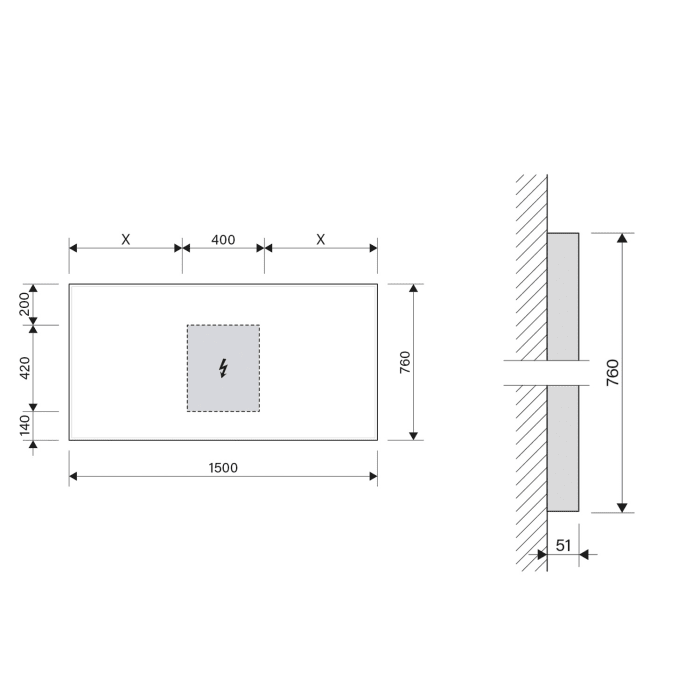 Schneider GLOW HCL Lichtspiegel A/SP 150/HCL/Sound 150 x 76 cm mit Soundsystem, LED Beleuchtung und Tageszeitsteuerung