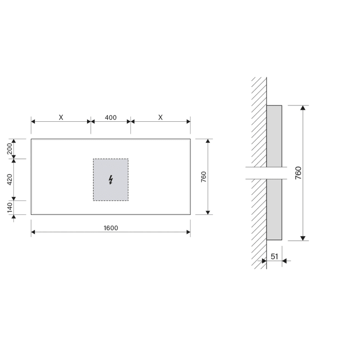 Schneider GLOW HCL Lichtspiegel A/SP 160/HCL 160 x 76 cm mit LED Beleuchtung und Tageszeitsteuerung