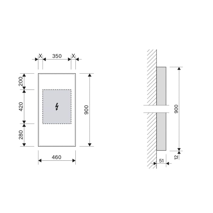 Schneider GLOW HCL Lichtspiegel A/SP 46/90/HCL 46 x 90 cm mit LED Beleuchtung und Tageszeitsteuerung