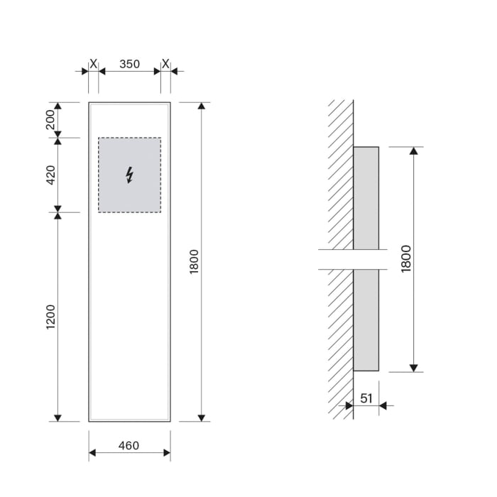 Schneider GLOW HCL Lichtspiegel A/SP 46/180/HCL 46 x 180 cm mit LED Beleuchtung und Tageszeitsteuerung