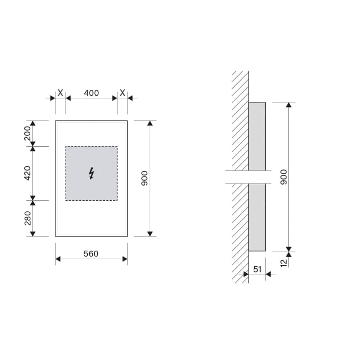 Schneider GLOW HCL Lichtspiegel A/SP 56/90/HCL 56 x 90 cm mit LED Beleuchtung und Tageszeitsteuerung