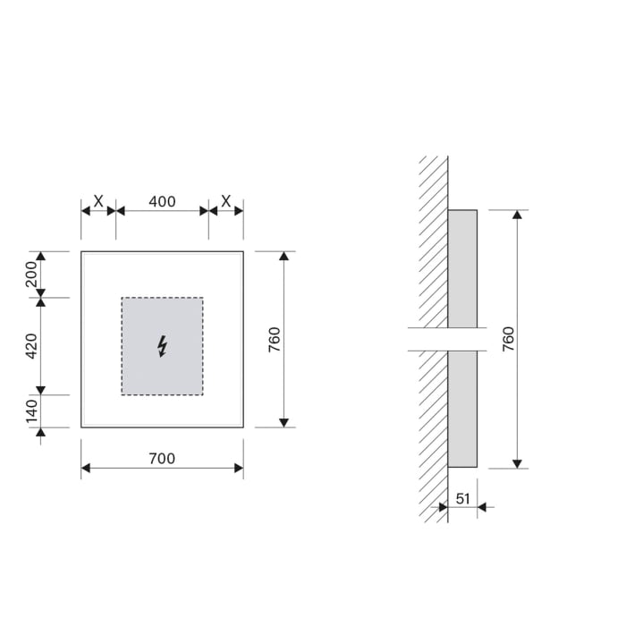 Schneider GLOW HCL Lichtspiegel A/SP 70/HCL 70 x 76 cm mit LED Beleuchtung und Tageszeitsteuerung